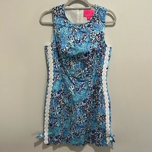Lilly Pulitzer NWT Mila Stretch Shift Dress Light Aqua Spritz size 4